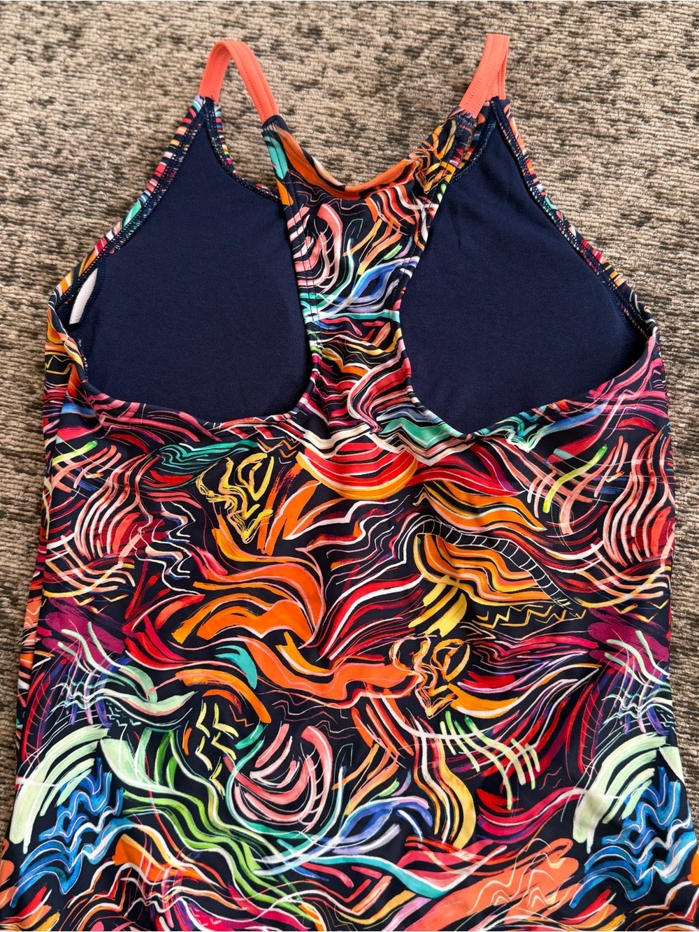 Athleta Girl Field Day One Piece Swimsuit Multicolor Swirl Print Kids XL Size 14 - Picture 5 of 8